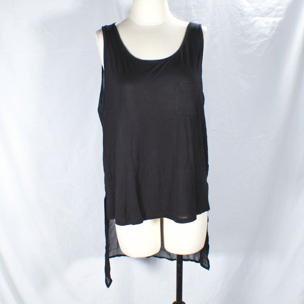 NWT Forever 21 Black High Low Chiffon Back Pocket Tank Edgy Street Style…
